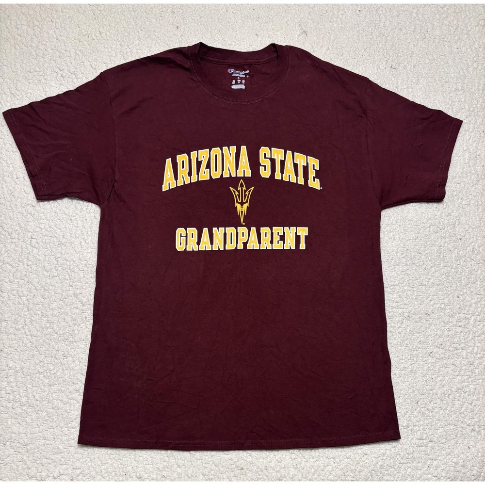 Champion Mens Arizona State Sun Devils Grandparent T-shirt Graphic Tee Maroon L